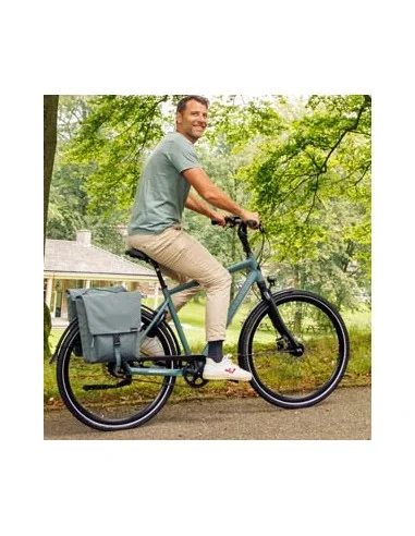 Dubbele fietstas New Looxs Tulum MIK 32 liter 35 x 17 x 37 cm - grijs/groen