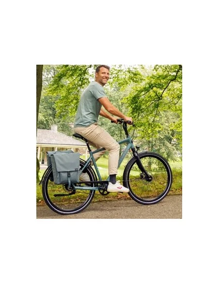 Dubbele fietstas New Looxs Tulum MIK 32 liter 35 x 17 x 37 cm - grijs/groen