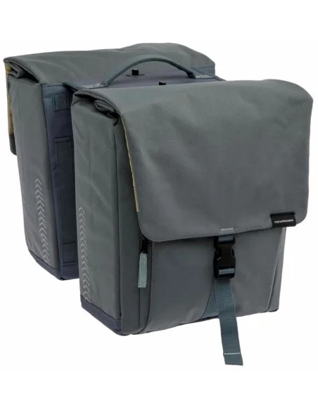 Dubbele fietstas New Looxs Tulum 32 liter 35 x 17 x 37 cm (2x) - grijs/groen afneembaar