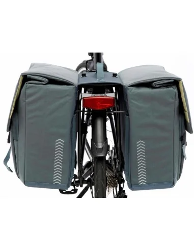 Dubbele fietstas New Looxs Tulum 32 liter 35 x 17 x 37 cm (2x) - grijs/groen afneembaar