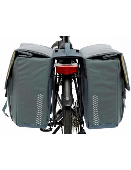 Dubbele fietstas New Looxs Tulum 32 liter 35 x 17 x 37 cm (2x) - grijs/groen afneembaar