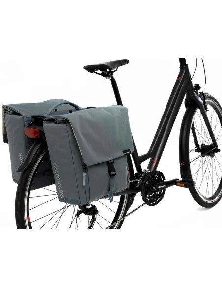 Dubbele fietstas New Looxs Tulum 32 liter 35 x 17 x 37 cm (2x) - grijs/groen afneembaar