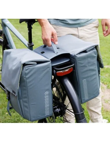 Dubbele fietstas New Looxs Tulum 32 liter 35 x 17 x 37 cm (2x) - grijs/groen afneembaar