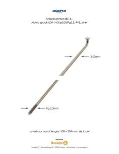 Spaken 296-14 Alpina ø2.00mm FG 2.3 - RVS zilver (144 stuks) 2