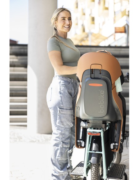 Kinderzitje achter Bobike Evolve Maxi - dragerbevestiging - Cinnamon Brown