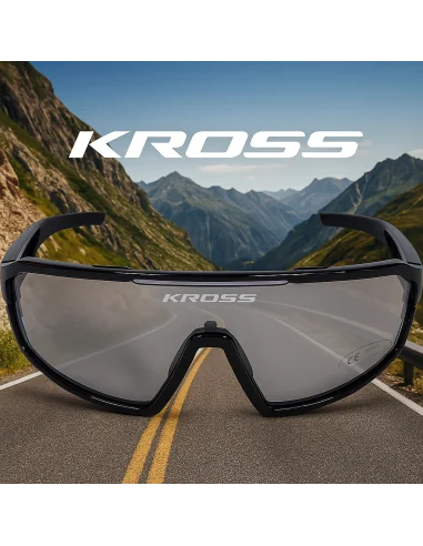 Fietsbril Kross Fly UV400 meekleurende lenzen - zwart frame