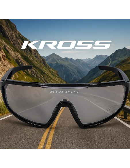 Fietsbril Kross Fly UV400 meekleurende lenzen - zwart frame