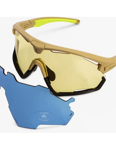 Fietsbril Kross Braker UV400 verwisselbare lenzen - beige frame