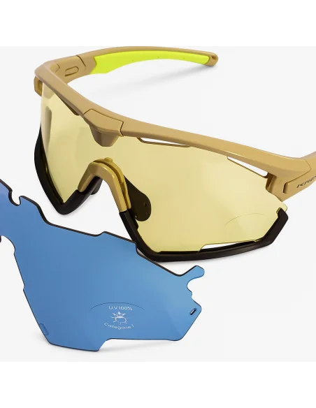 Fietsbril Kross Braker UV400 verwisselbare lenzen - beige frame
