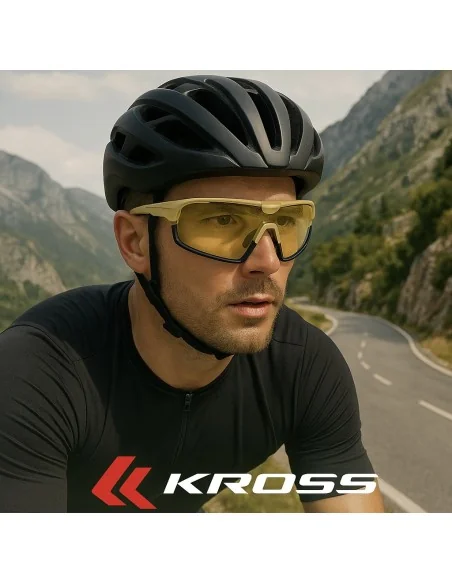 Fietsbril Kross Braker UV400 verwisselbare lenzen - beige frame