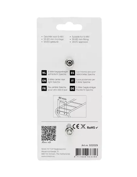 Dragerachterlicht Simson Spectra 6-48V E-bike - rood
