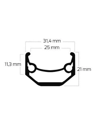 Velg Ryde Andra 40 27.5" 650B / 584 x 25C aluminium 36 gaats 14G - zwart geslepen