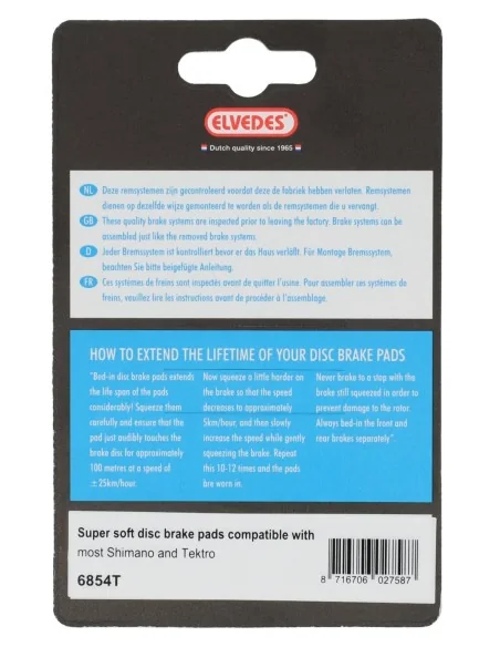 Schijfremblokset Shimano BR-M375 Elvedes 6854T - Super zacht