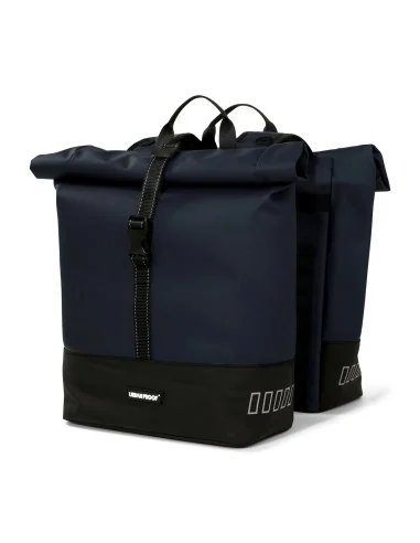 Gerecyclede Dubbele fietstas Urban Proof Rolltop 38 liter 30 x 15 x 42 cm - blauw
