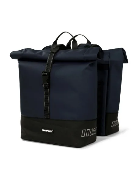 Gerecyclede Dubbele fietstas Urban Proof Rolltop 38 liter 30 x 15 x 42 cm - blauw