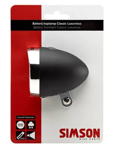 Simson batterij koplamp Classic Luxurious - zwart