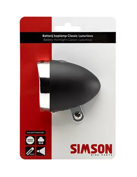 Simson batterij koplamp Classic Luxurious - zwart
