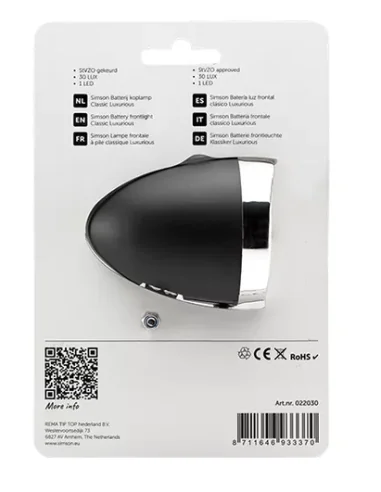 Simson batterij koplamp Classic Luxurious - zwart