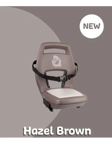 Kinderzitje achter Qibbel Junior 6+ met voetsteunen, gordel en beschermplaat - Hazel Brown