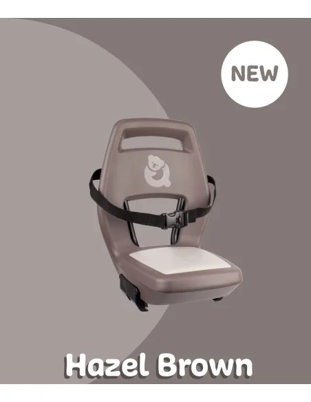 Kinderzitje achter Qibbel Junior 6+ met voetsteunen, gordel en beschermplaat - Hazel Brown