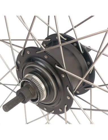 Achterwiel 28 inch Nexus 7 naaf (zwart) - ZAC19 velg (zwart) met RVS spaken - voor schijfrem