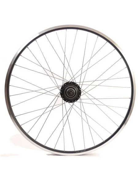 Achterwiel 28 inch Nexus 8 naaf (zwart) - ZAC19 velg (zwart) met RVS spaken - voor schijfrem