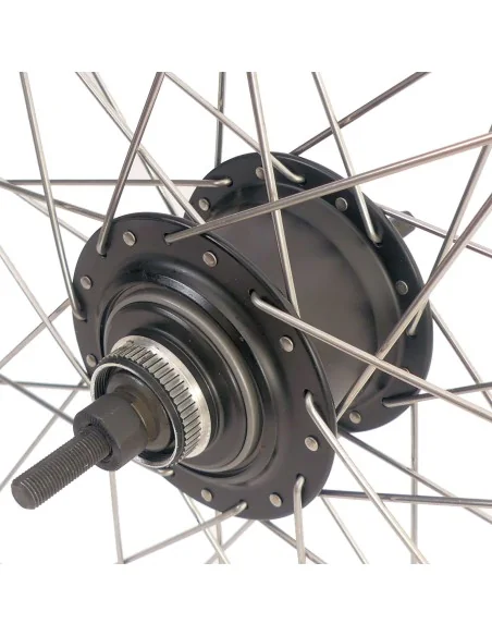 Achterwiel 28 inch Nexus 8 naaf (zwart) - ZAC19 velg (zwart) met RVS spaken - voor schijfrem