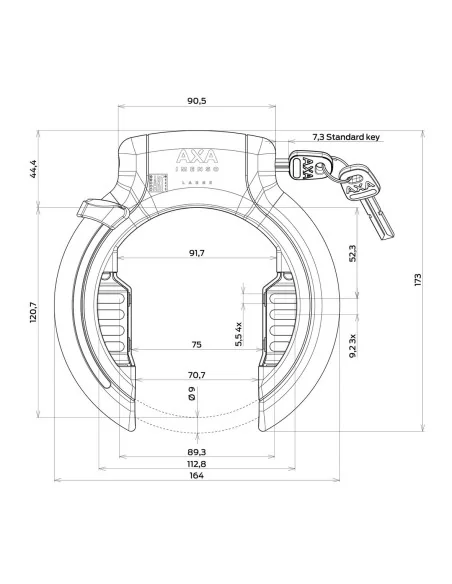 Ringslot Axa Imenso Large Retractable - zwart