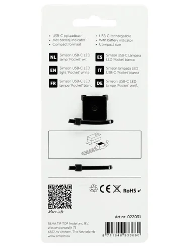 Koplamp Simson USB-C LED lamp pocket - wit