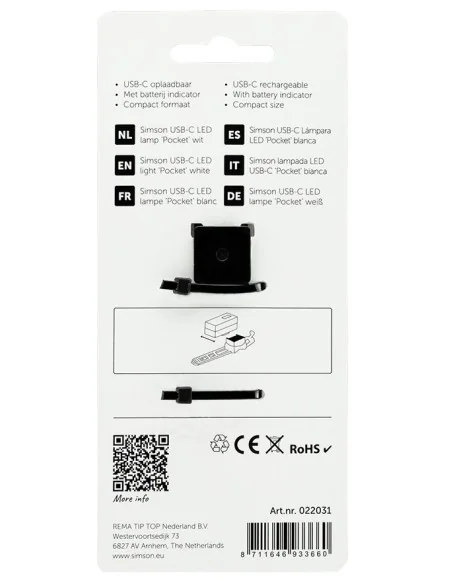 Koplamp Simson USB-C LED lamp pocket - wit