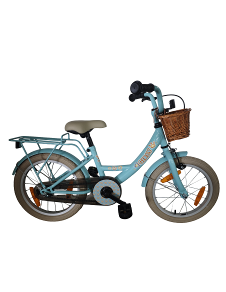 Kinderfiets Bikefun Girly 16 inch - met mandje en remnaaf - Blauw