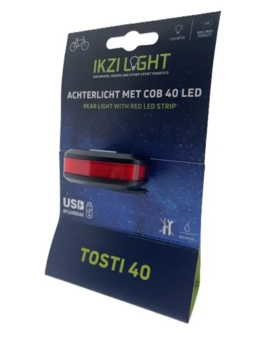 Achterlicht IkziLight Tosti 40 COB led, USB-oplaadbaar