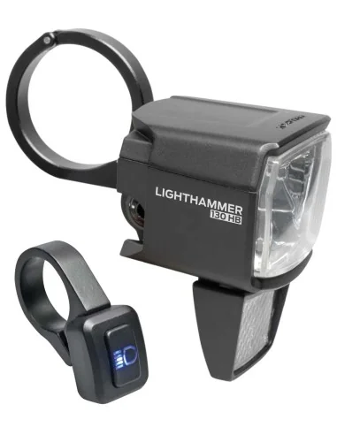 Koplamp Trelock LS 930 Lighthammer 130 lux voor E-bike incl. stuur adapter - zwart