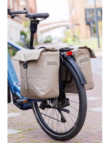 Dubbele fietstas New Looxs Leeds Double - 38 liter - 33 x 18 x 38 cm (2x) - Taupe