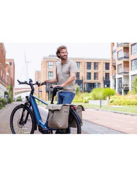 Dubbele fietstas New Looxs Leeds Double - 38 liter - 33 x 18 x 38 cm (2x) - Taupe