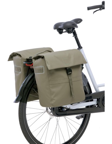 Dubbele fietstas New Looxs Leeds Double MIK 2.0 - 38 liter - 33 x 18 x 38 cm (2x) - Taupe