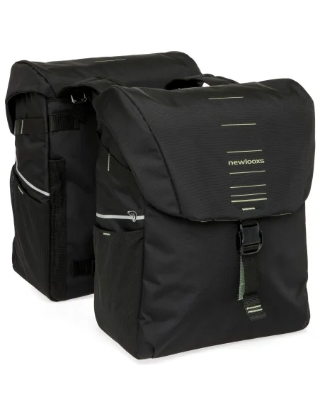 Dubbele fietstas New Looxs Vigo Double - 40 liter - 30 x 19 x 40 cm (2x) - Black-Green