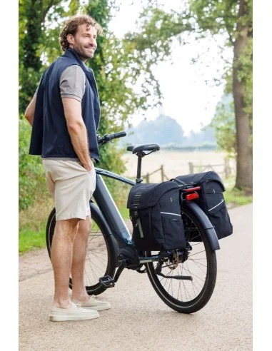 Dubbele fietstas New Looxs Vigo Double MIK 2.0 - 40 liter - 30 x 19 x 40 cm (2x) - Black-Green