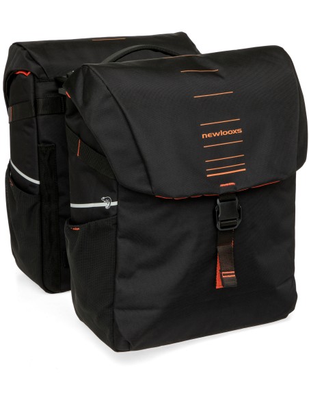 Dubbele fietstas New Looxs Vigo Double MIK 2.0 - 40 liter - 30 x 19 x 40 cm (2x) - Black-Orange