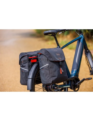 Dubbele fietstas New Looxs Vigo Double MIK 2.0 - 40 liter - 30 x 19 x 40 cm (2x) - Black-Orange