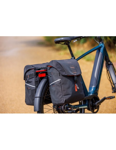 Dubbele fietstas New Looxs Vigo Double MIK 2.0 - 40 liter - 30 x 19 x 40 cm (2x) - Black-Orange