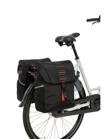 Dubbele fietstas New Looxs Vigo Double MIK 2.0 - 40 liter - 30 x 19 x 40 cm (2x) - Black-Orange