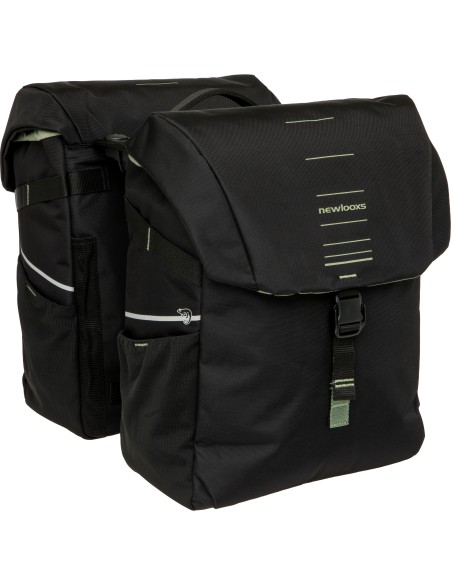 Dubbele fietstas New Looxs Vigo Double RackTime 2.0 - 40 liter - 30 x 19 x 40 cm (2x) - Black-Green