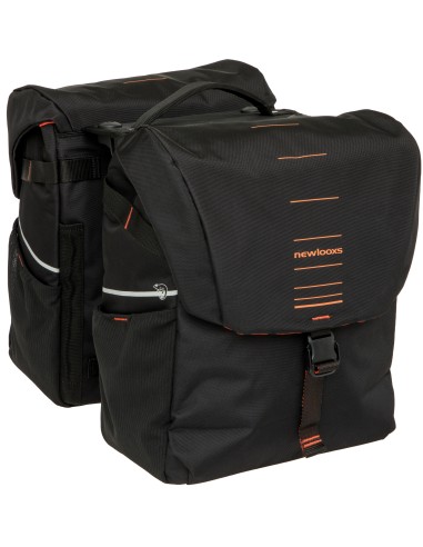Dubbele fietstas New Looxs Vigo Double RackTime 2.0 - 40 liter - 30 x 19 x 40 cm (2x) - Black-Orange