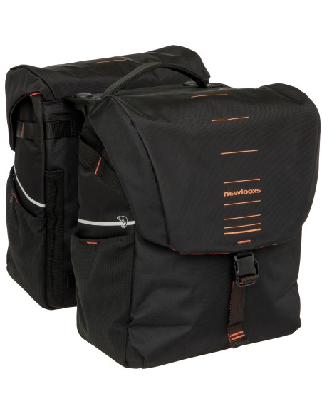 Dubbele fietstas New Looxs Vigo Double RackTime 2.0 - 40 liter - 30 x 19 x 40 cm (2x) - Black-Orange