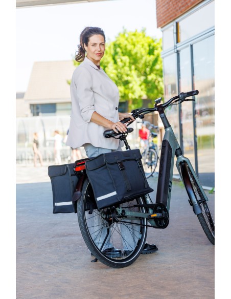 Dubbele fietstas New Looxs Canvas Deluxe - 46 liter - 39 x 18 x 33 cm (2x) - Black