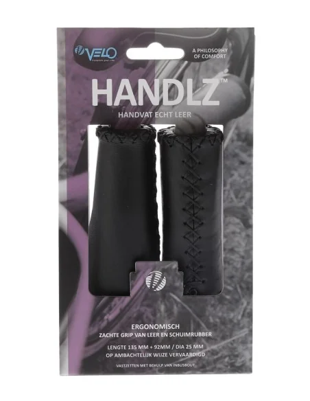 Handvatset Velo Ergo leer - 135/92 mm - zwart