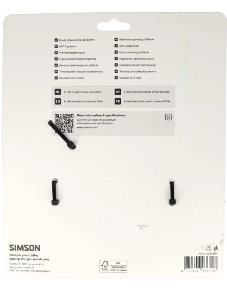 Ringslot Simson E-bike Universeel Wide - ART 2 - zwart