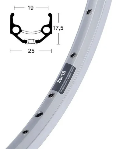 Velg Ryde ZAC 19 28" / 622*19C - zilver