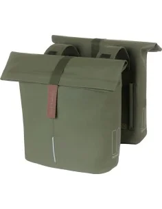 Dubbele fietstas Basil City 28-32 liter 12 x 29 x 30 cm - moss green